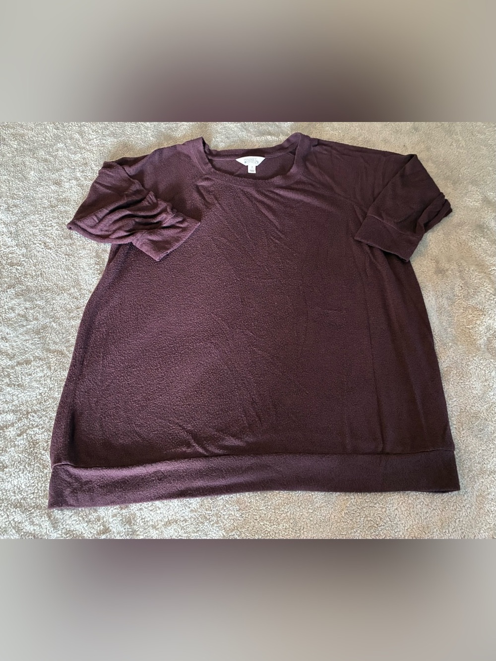 Market & Spruce 3/4 inch Sleeve Top in Plum Size 1X